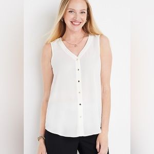 2X Maurices Womens Sleeveless V-Neck Madison Button-Up Tank Gold Buttons Sem